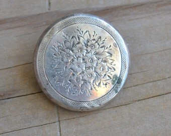 Gorgeous antique sterling silver victorian hollow ware brooch with floral design / wedding / bridal / something old