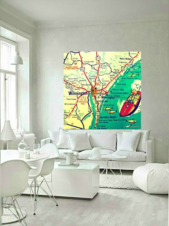 WILMINGTON map Wilmington North Carolina map wall art NC wall