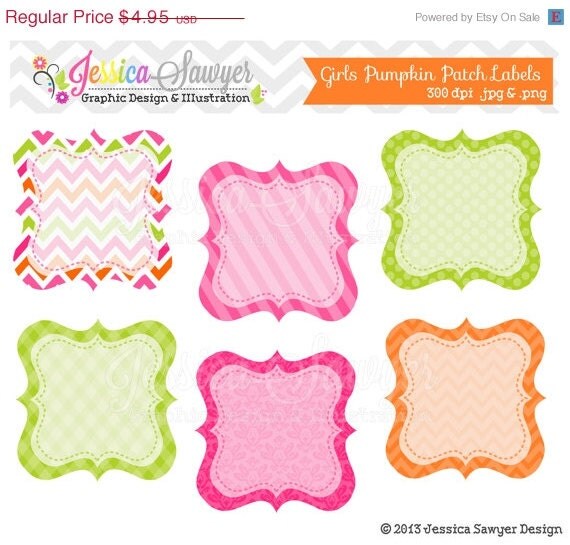80% OFF - INSTANT DOWNLOAD, girls pumpkin patch labels, printable labels, digital frames, for personal use, commercial use, scrapbooking, pa Il_570xn