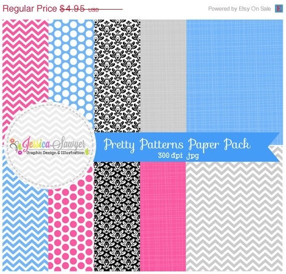 80% OFF - INSTANT DOWNLOAD, pink and blue digital paper, printable background, commercial use, chevron paper, patterned paper Il_570xn