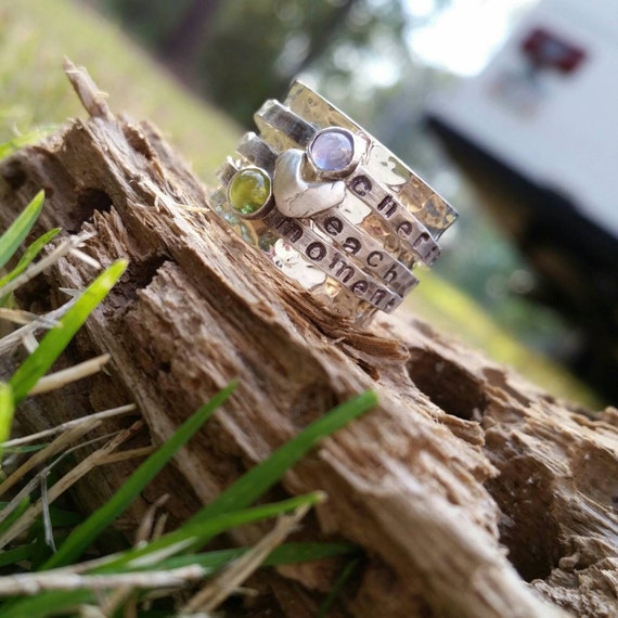 Mothers spinner ring Personalized mothers ring Sterling