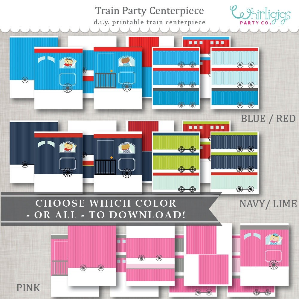 DIY Train Party Centerpiece Printables by whirligigspartyco