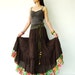 NO.25 Brown Cotton, Hippie Gypsy Boho Tiered Long Peasant Skirt