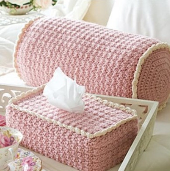 Cozy CROCHET PATTERN Bolster Pillow & Boutique Tissue Cover