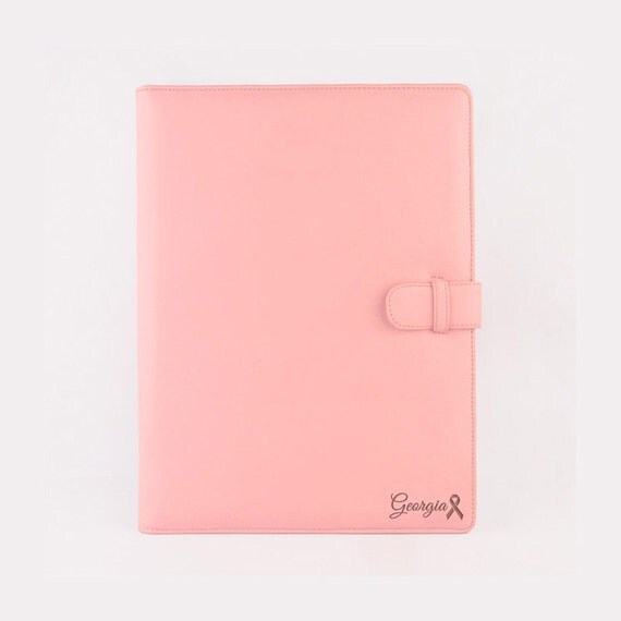 A4 PALE PINK Leather PadFolio / Portfolio / Pad Holder with 2