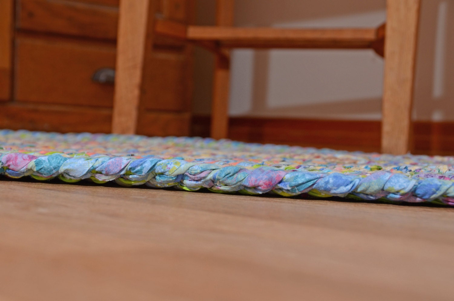 Hand Braided Rag Rug Pastel Patchwork by StudioatRedTopRanch
