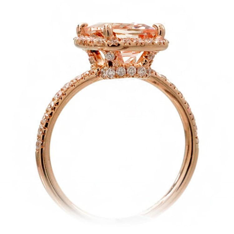 18K Rose Gold 9x7 Cushion Cut Diamond Halo by SAMnSUE