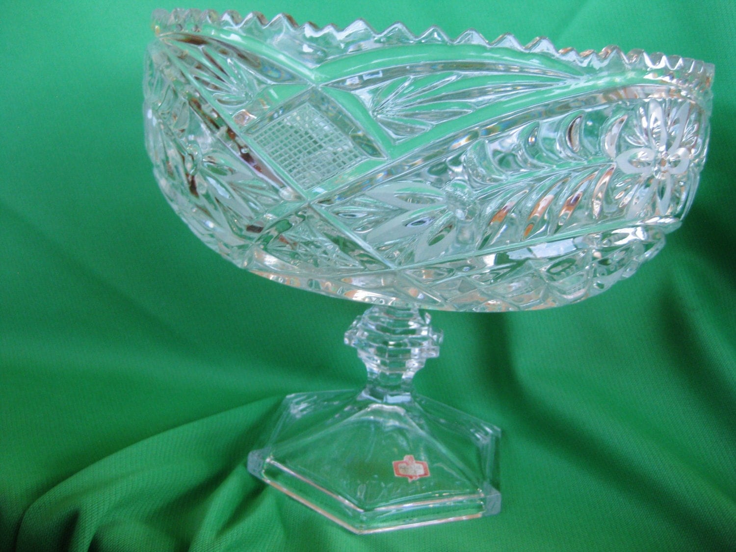 Heavy Lead Crystal Footed Fruit Serving Bowl Wedding crystal