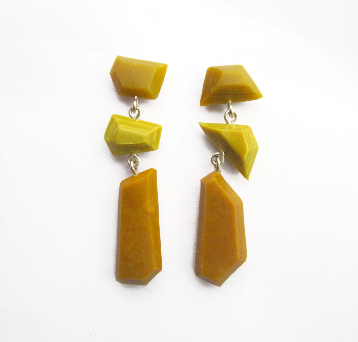 Statement Earrings Mustard Yellow Earrings by BlueEyedSquirrel