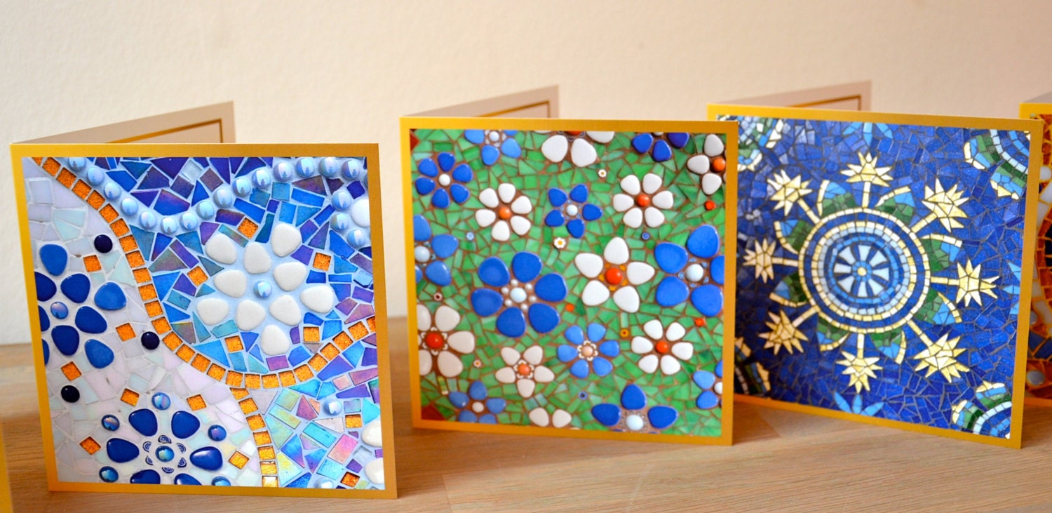 Greeting Cards Mosaic Design Set Of 5 By Mimosaico On Etsy