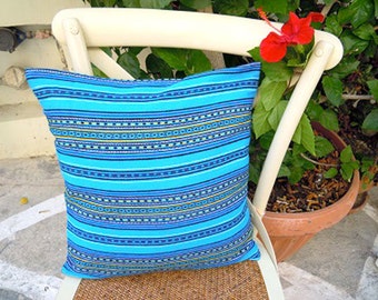 Traditional colorful woven cushion cover - Stripes design -Cotton synthetic textile, easy to wash, no ironing - Spring decor - Summer time