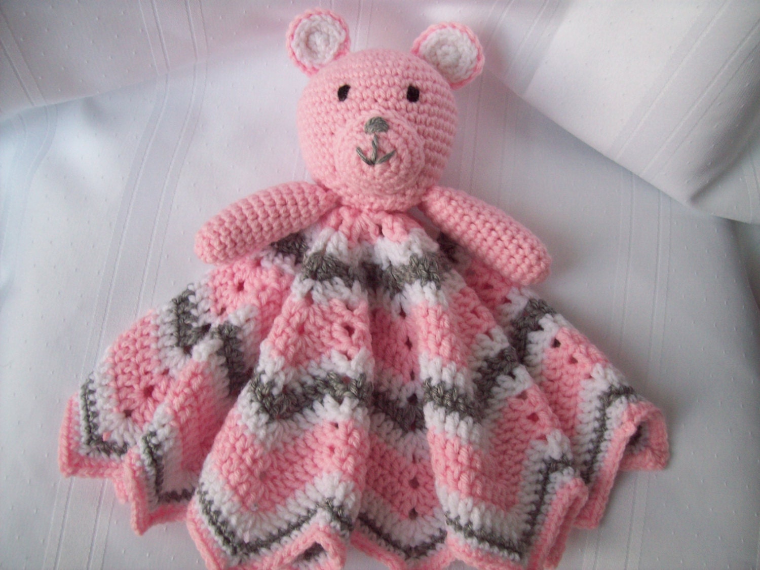 Crochet Bear Lovey // Crochet Pink Bear Blanket Toy // Crochet