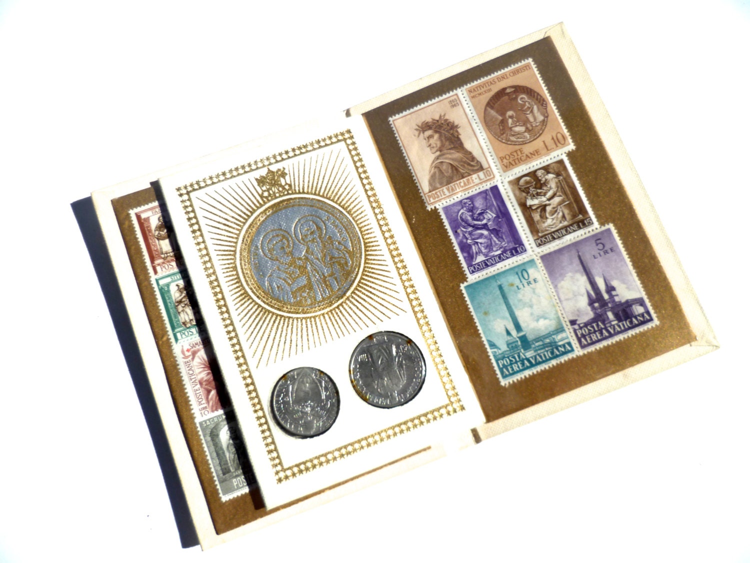 Vintage Citta Del Vaticano SOUVENIR Coin and Stamp by LupeandRomeo