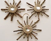 Rustic Snowflake Ornaments Set of 3 Primitive Christmas Decorations
