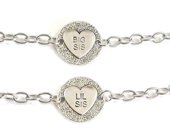 Silver Big Little Sorority Charm Bracelet, Reveal Gift, Big Sister, Little Sister, Sister Gift Jewelry
