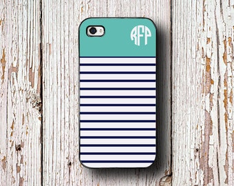 Monogrammed iPhone 6 case - Striped iPhone 4 case - Cute iPhone 5 case ...