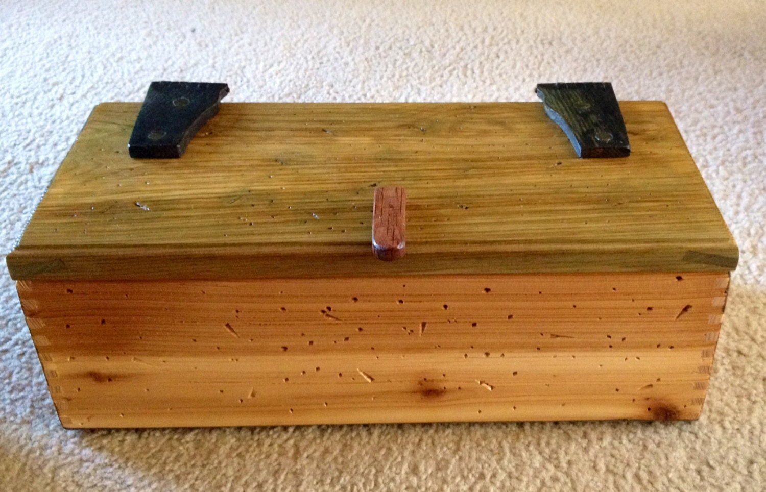 Rustic Keepsake Box with Wooden Hinges by WoodworksbySullivan