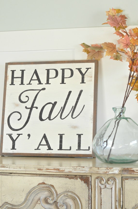 Items similar to Happy Fall Y'all 2x2 sign on Etsy