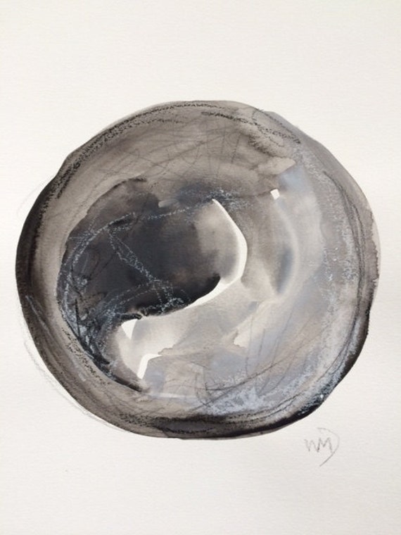 Original watercolor graphite and oil pastel painting