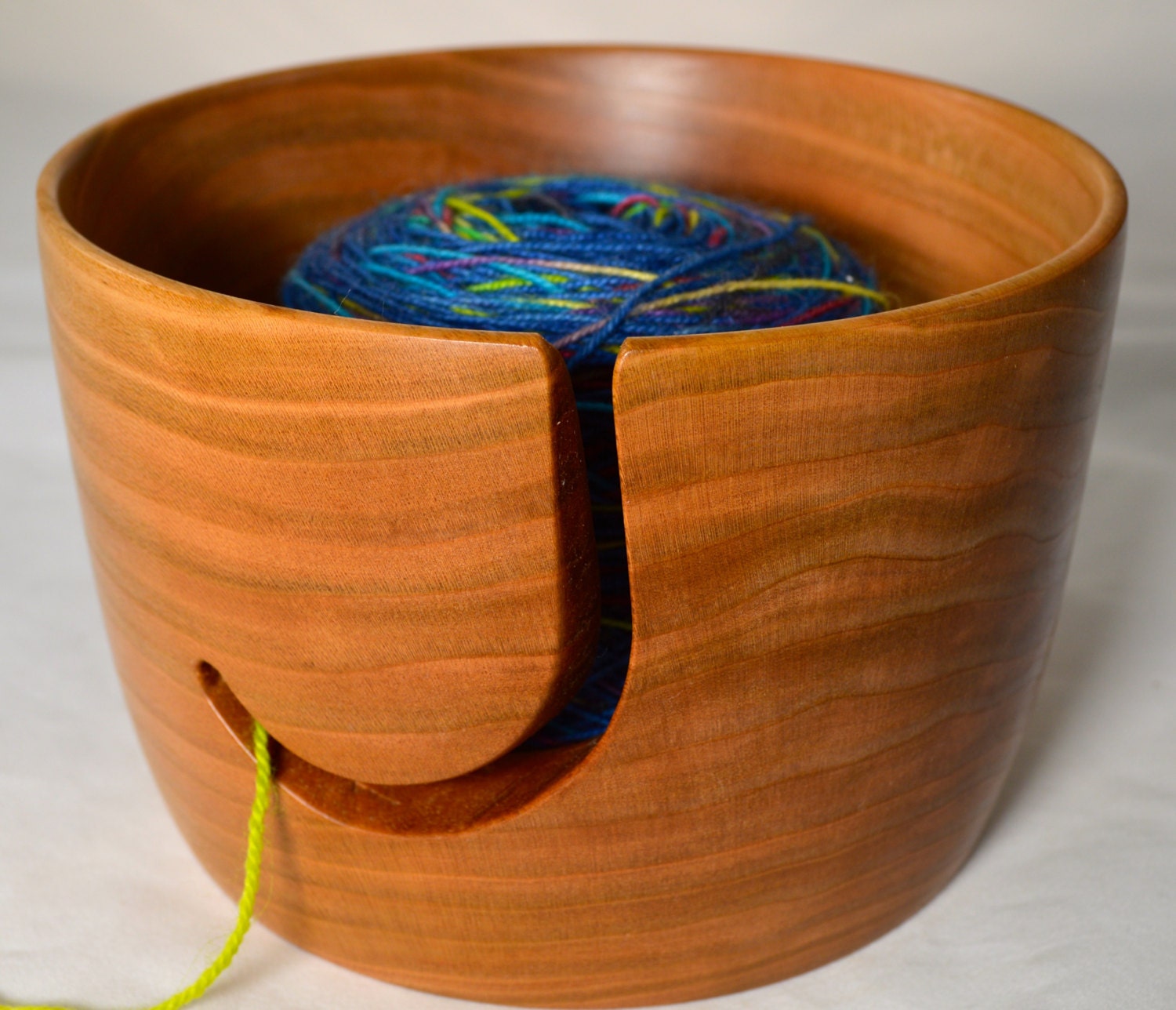 401 Yarn bowl made from Figured Cherry by dpyocom on Etsy