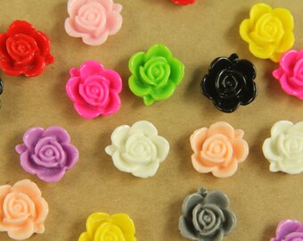 CLOSEOUT - 20 pc. Multi Colored Blooming Rose Cabochons 15mm | RES-462