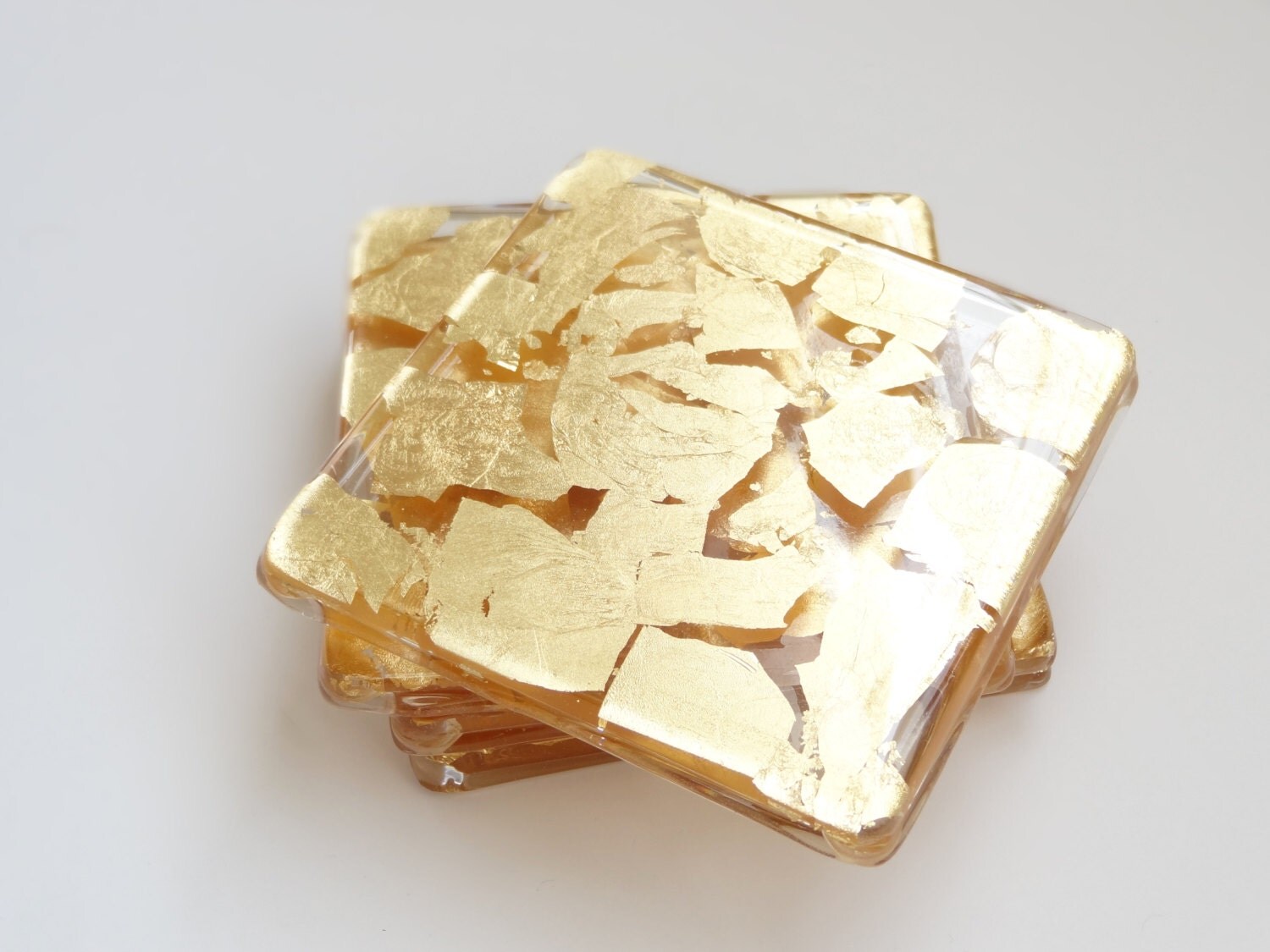 Gold Coasters Set of 4 Gold Foil Coasters Gold Candle