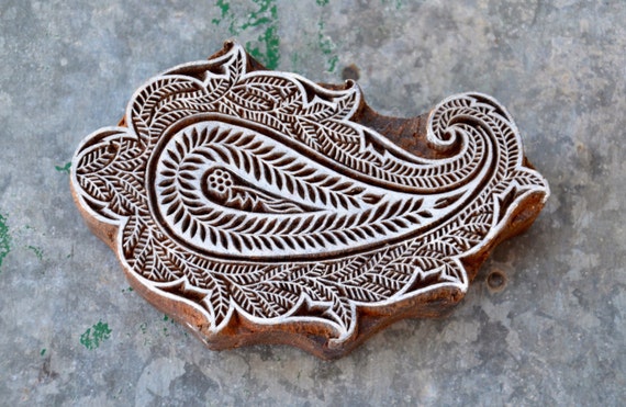 Wood block stamp paisley Indian stencil wooden tribal henna