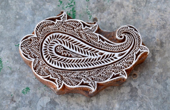 Wood block stamp paisley Indian stencil wooden tribal 