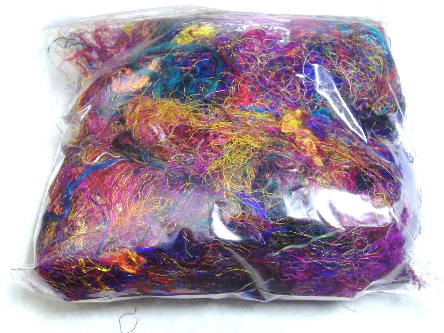 1 ounce sari silk threads waste spinning fiber art yarn