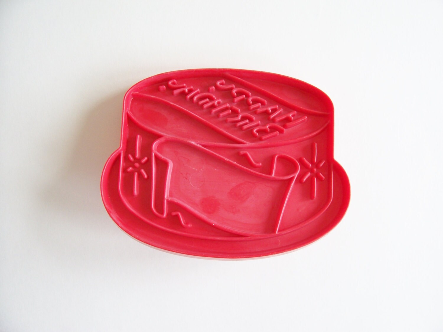 Vintage Red Tupperware Birthday Cake Cookie Cutter Vintage