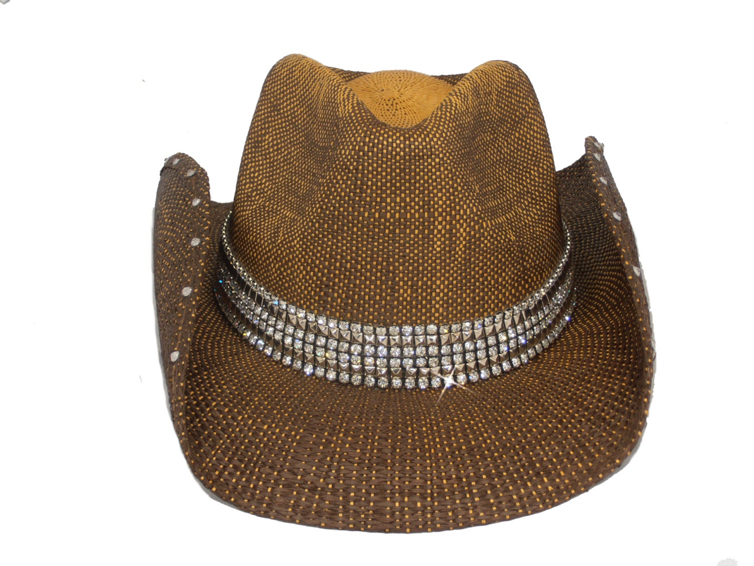 Tan and brown bling womens cowboy hat by Timetwochange on Etsy