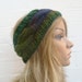 Hand Knit Headband Earwarmer, Cabled Green Purple Headwrap, Womens Braided Headband, Accessories, Acrylic, Clickclackknits