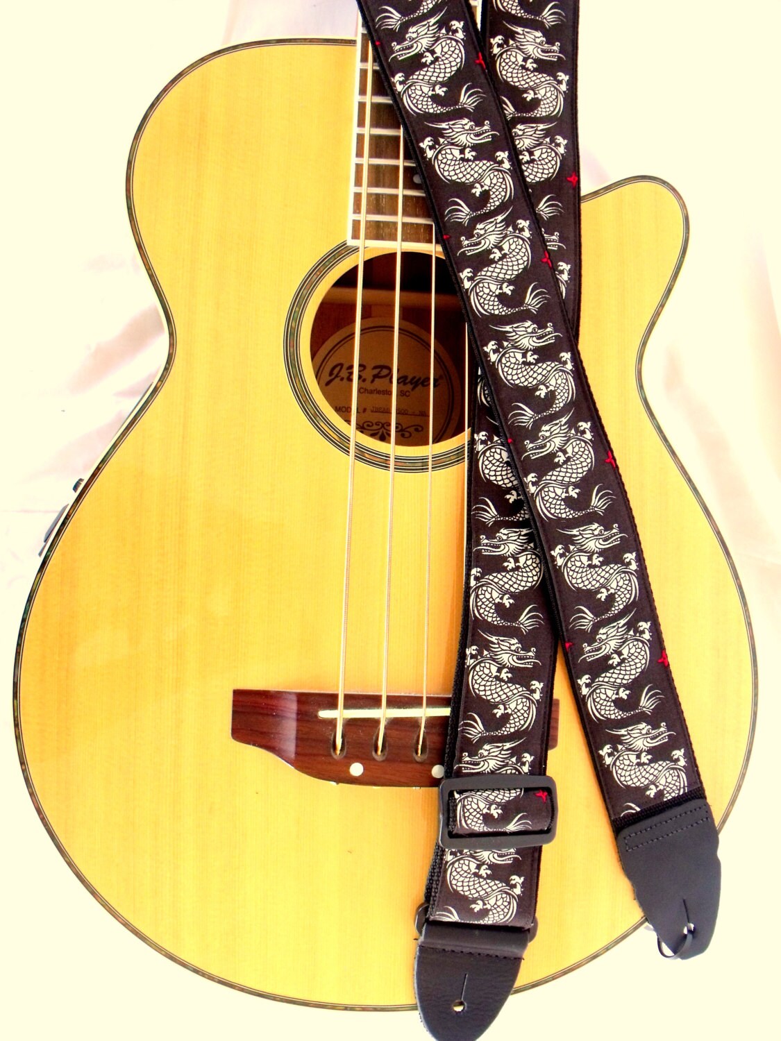 Dragons on Black Guitar Strap by SEAMSTOSEWMARSHA on Etsy