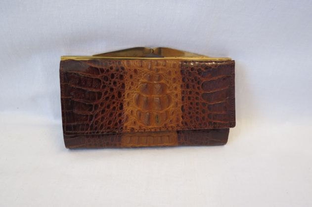 Vintage Hornback Crocodile Coin Purse
