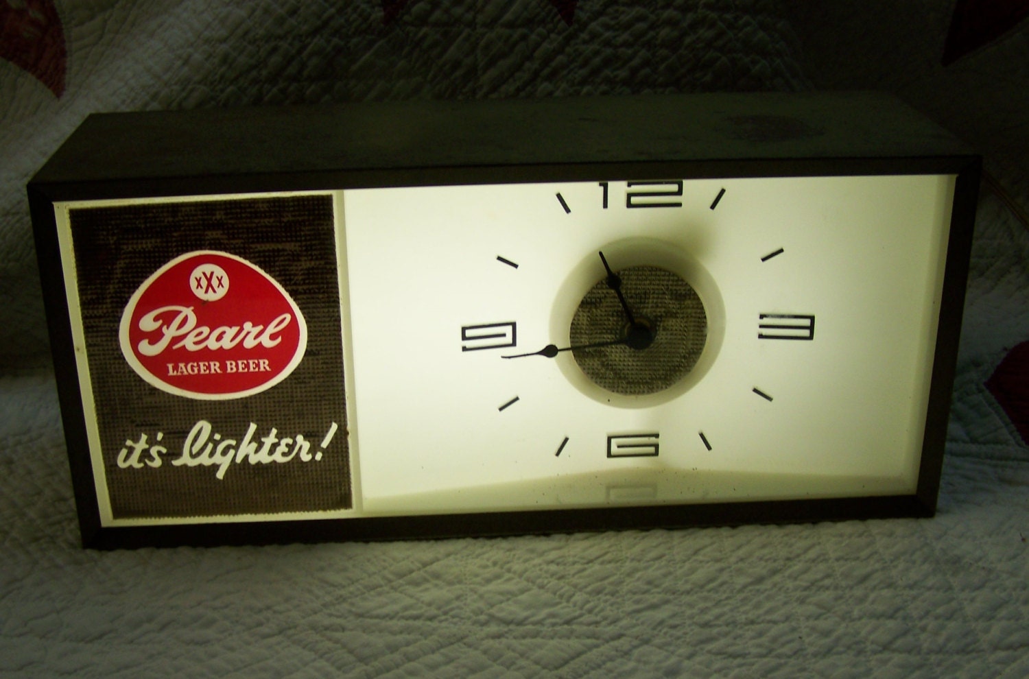 Pearl Beer Clock Lighted Beer Clock Vintage Pearl Beer Clock
