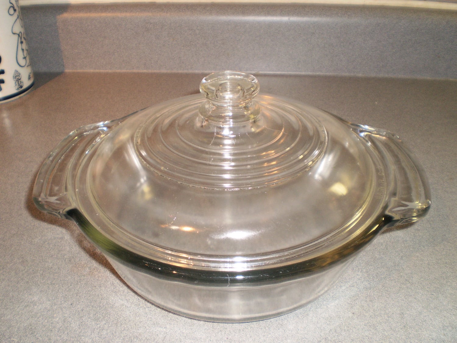 Vintage Heavy Glass Casserole Dish by Anchor 1.5 Quart Haute Juice
