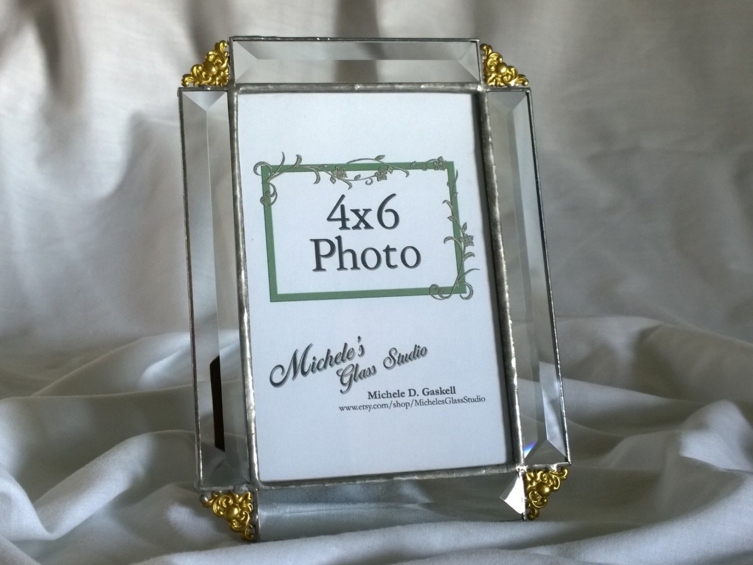 Clear beveled glass picture frame 4x6 Made by MichelesGlassStudio