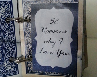 Items similar to Custom made "52 Reasons Why I Love You" Playing Cards