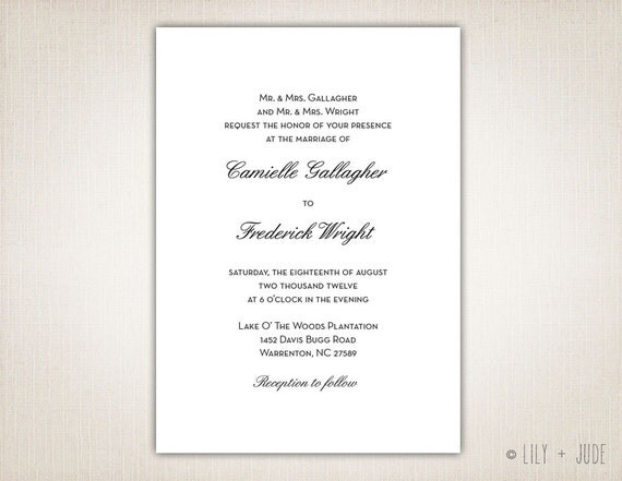 Items similar to Plain Wedding Invitations - Printed Cards on Etsy