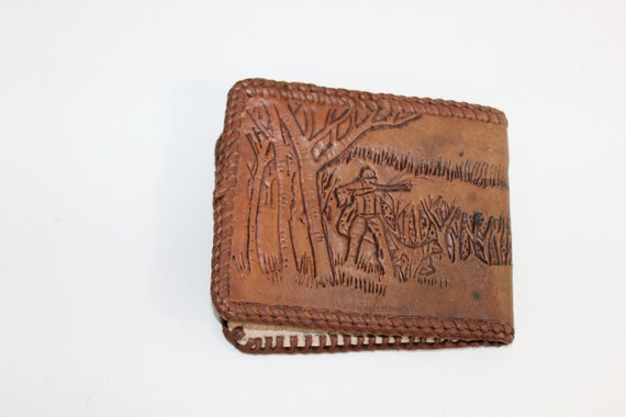 Vintage Pheasant Hunting HandTooled Leather Wallet/Billfold