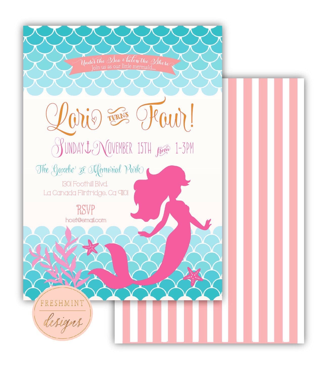 Printable invitations mermaid invitation little mermaid