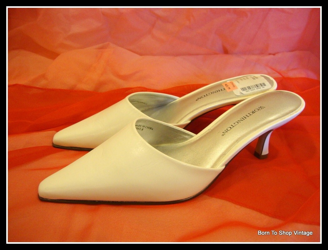 leather kitten heel mules