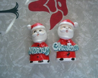 Vintage Merry Christmas Santa Salt and Pepper Shakers Japan