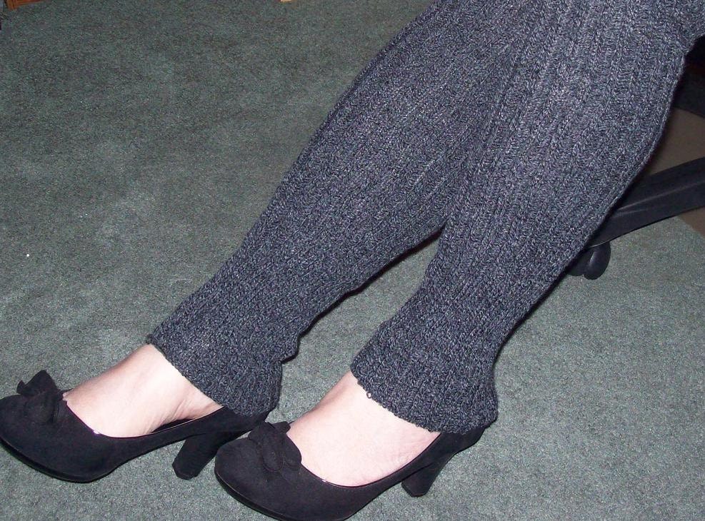 Slouchy Knitted Leg Warmers Grey with Specks of Black Arm