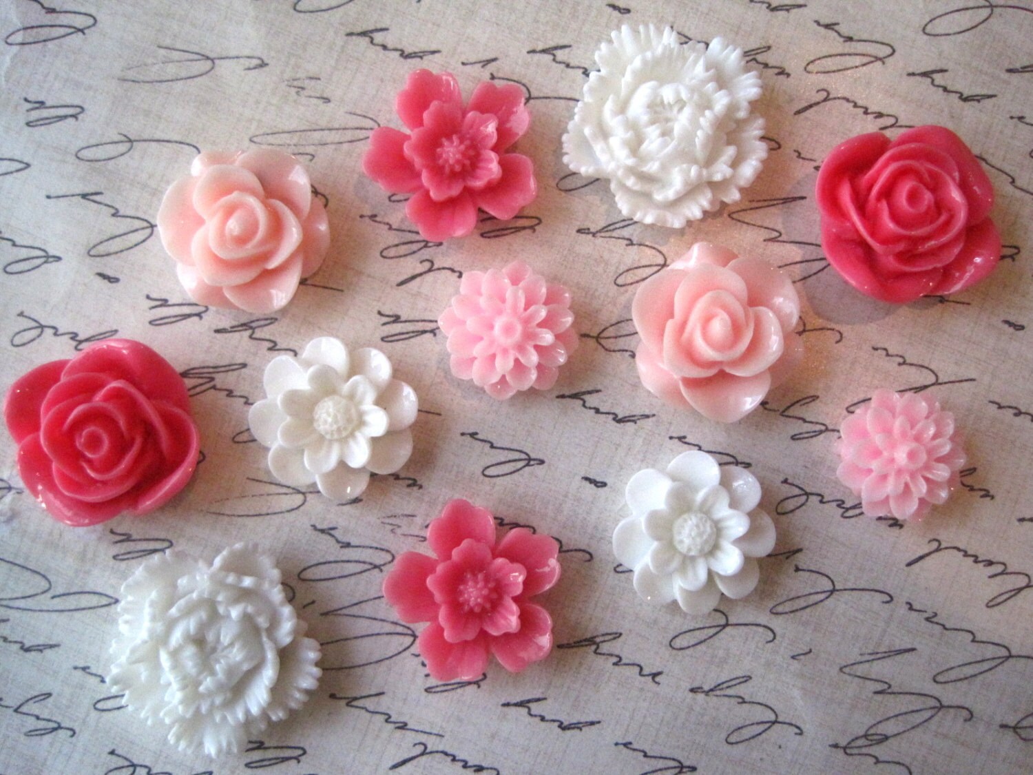 Pink And White Magnet Set 12 Pc Flower Magnet Set Locker