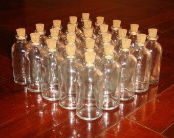 Lot 25 22ml Clear Glass Mini Bottles 2.6" Vials with Corks Miniature
