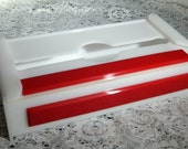 Vintage Red and White Lucite Plastic Tissue Box Holder