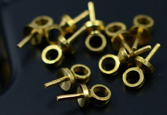 100 Pcs Raw Brass Eye Pins Clasp Pendant 6 mm Length