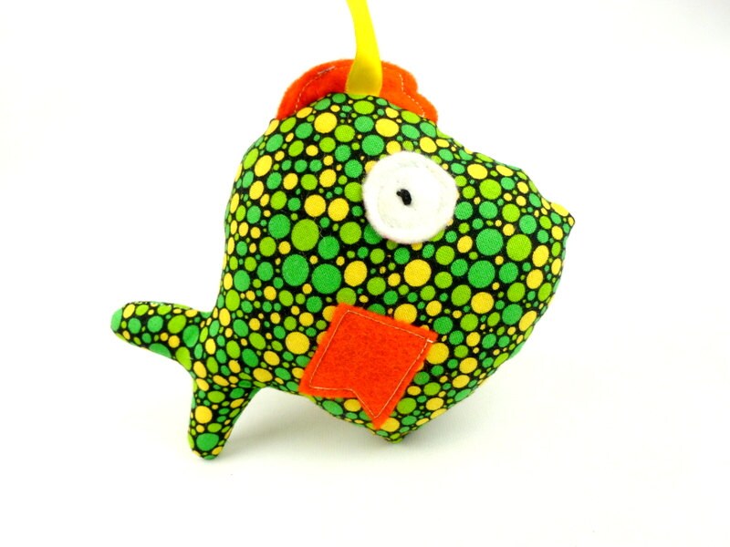 Handmade squeaky fish soft toy baby squeaky fish toy by FreyStitch