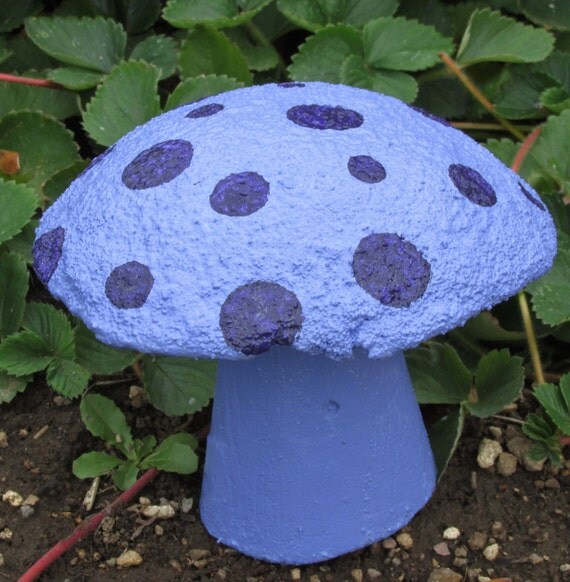 Concrete hand painted mushroom Yar art Patio decor